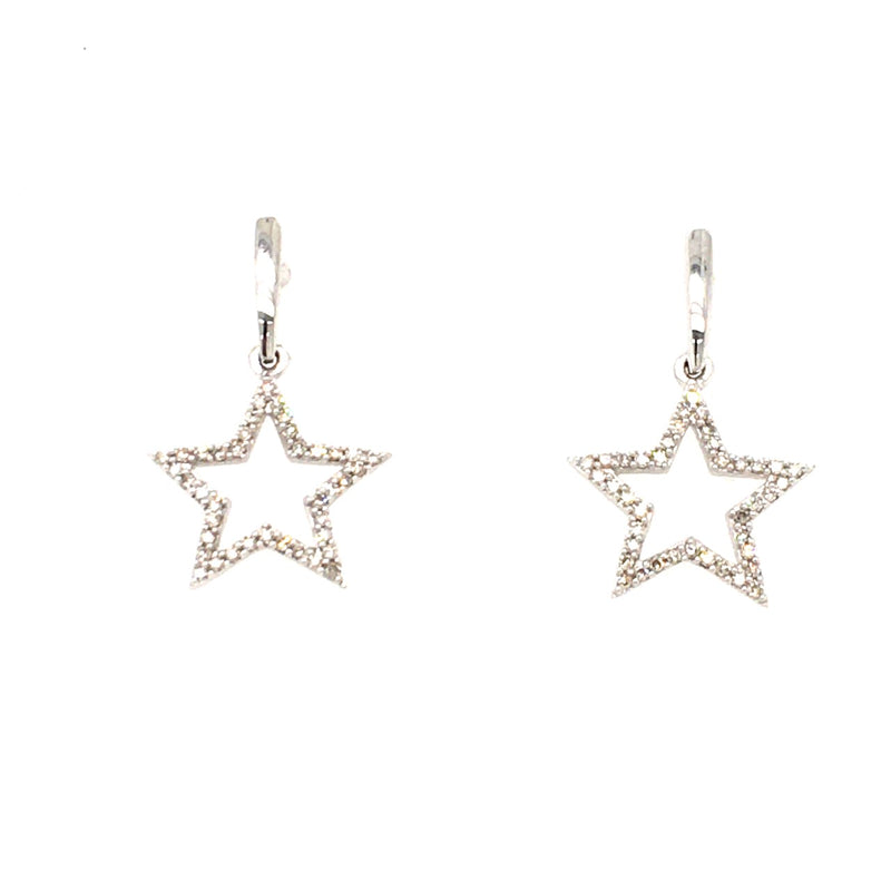 9CT White Gold Diamond Star Earrings