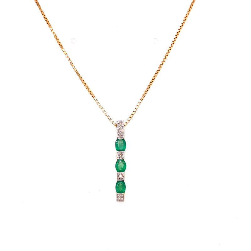9ct Emerald & Diamond Pendant