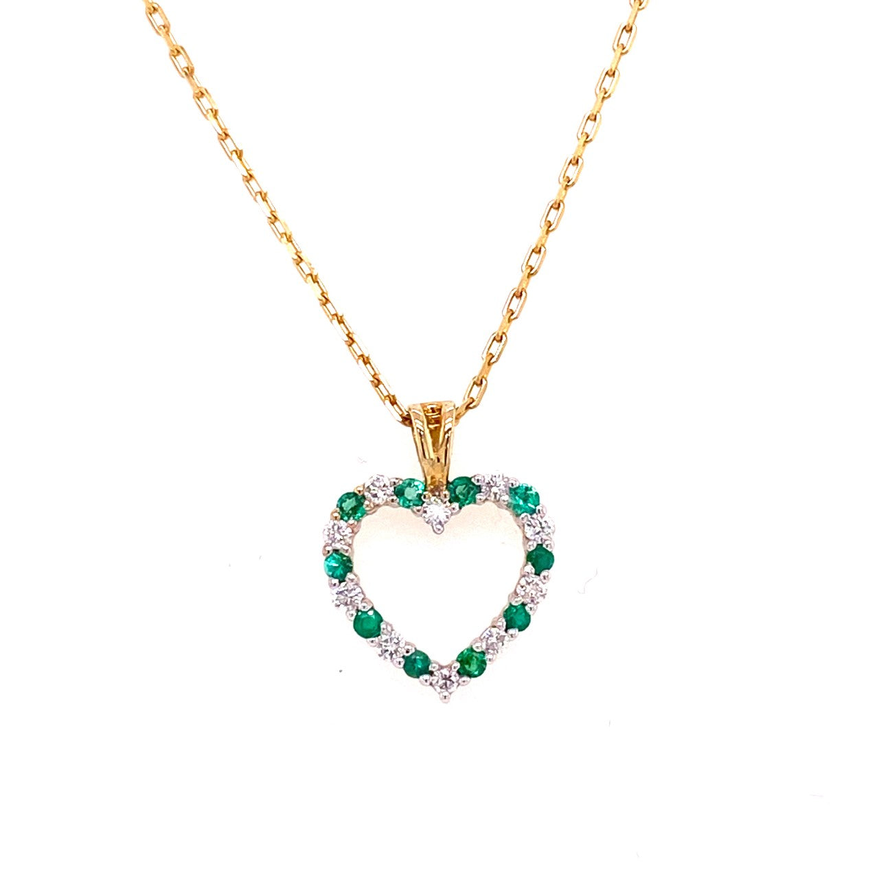9ct Gold Emerald & Diamond Pendant