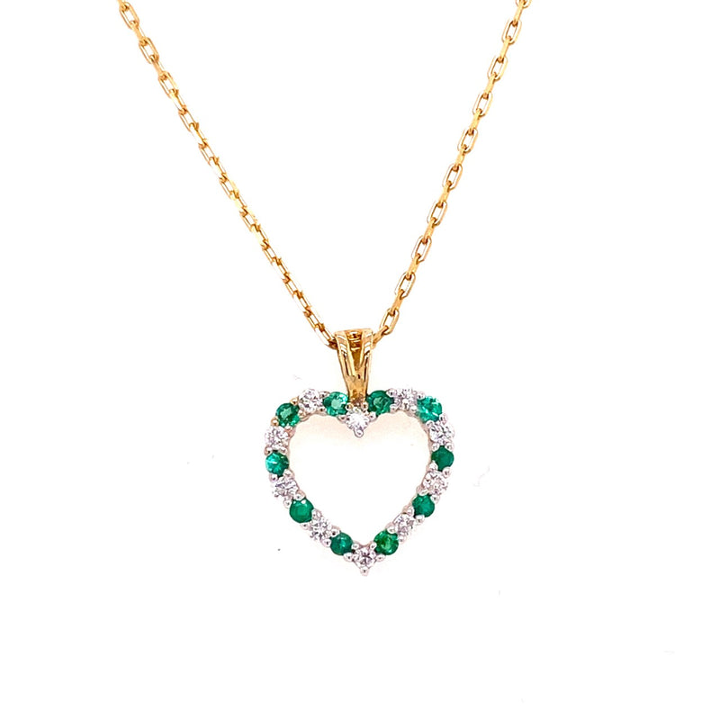 9ct Gold Emerald & Diamond Pendant