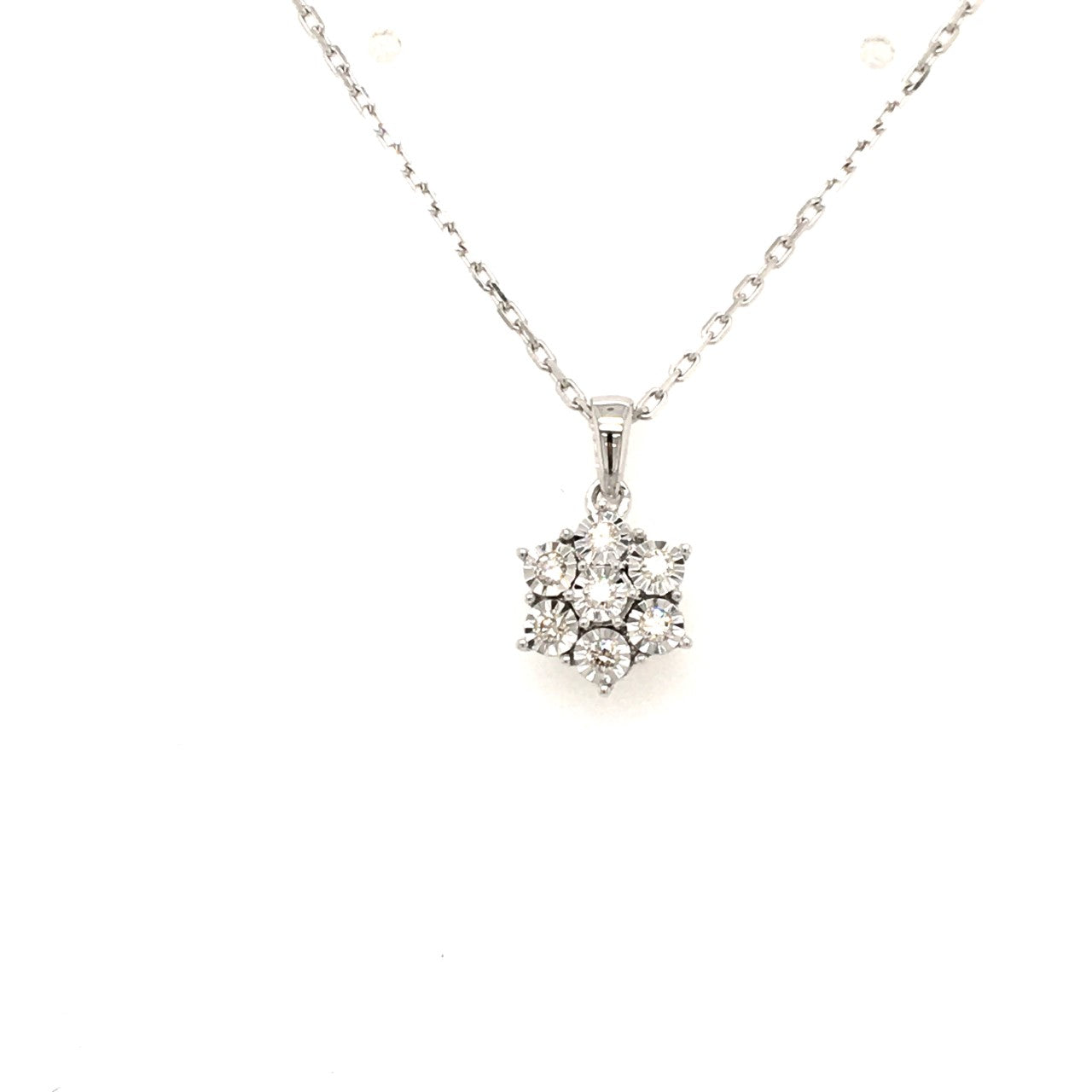 9ct White Gold Diamond Pendant