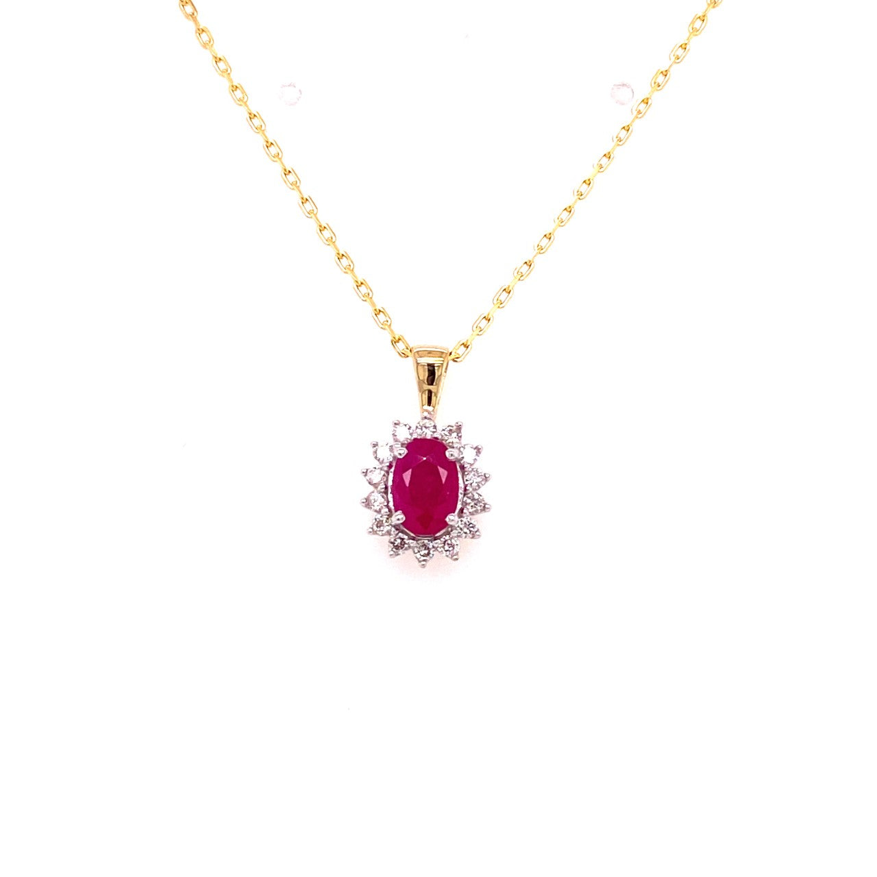 9ct Gold Ruby Diamond Pendant