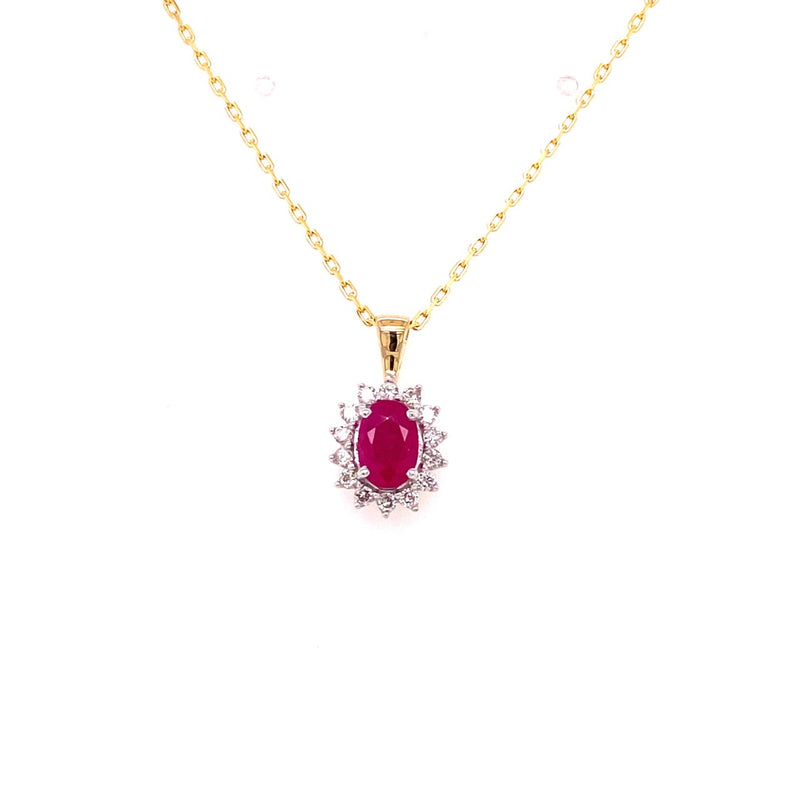 9ct Gold Ruby Diamond Pendant