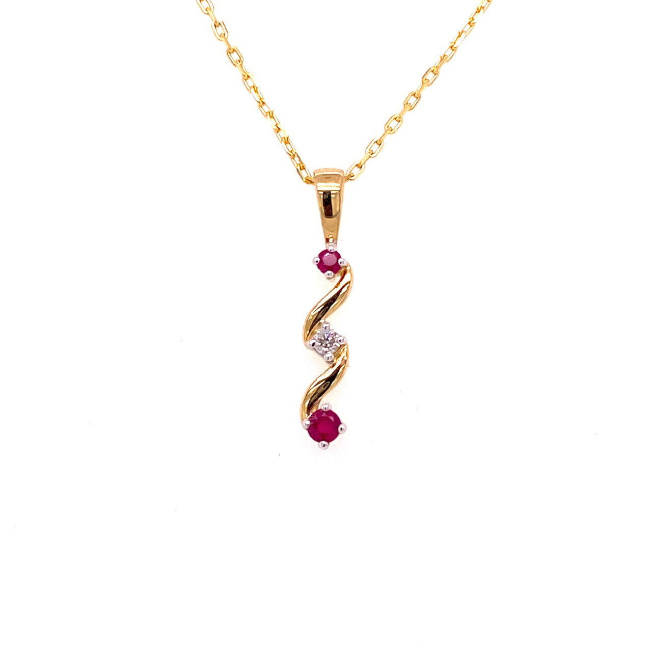 9ct Gold Ruby & Diamond Pendant - Pendant
