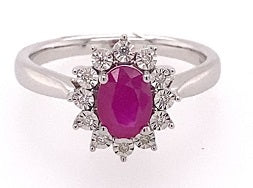 9ct White Gold Ruby & Diamond Ring