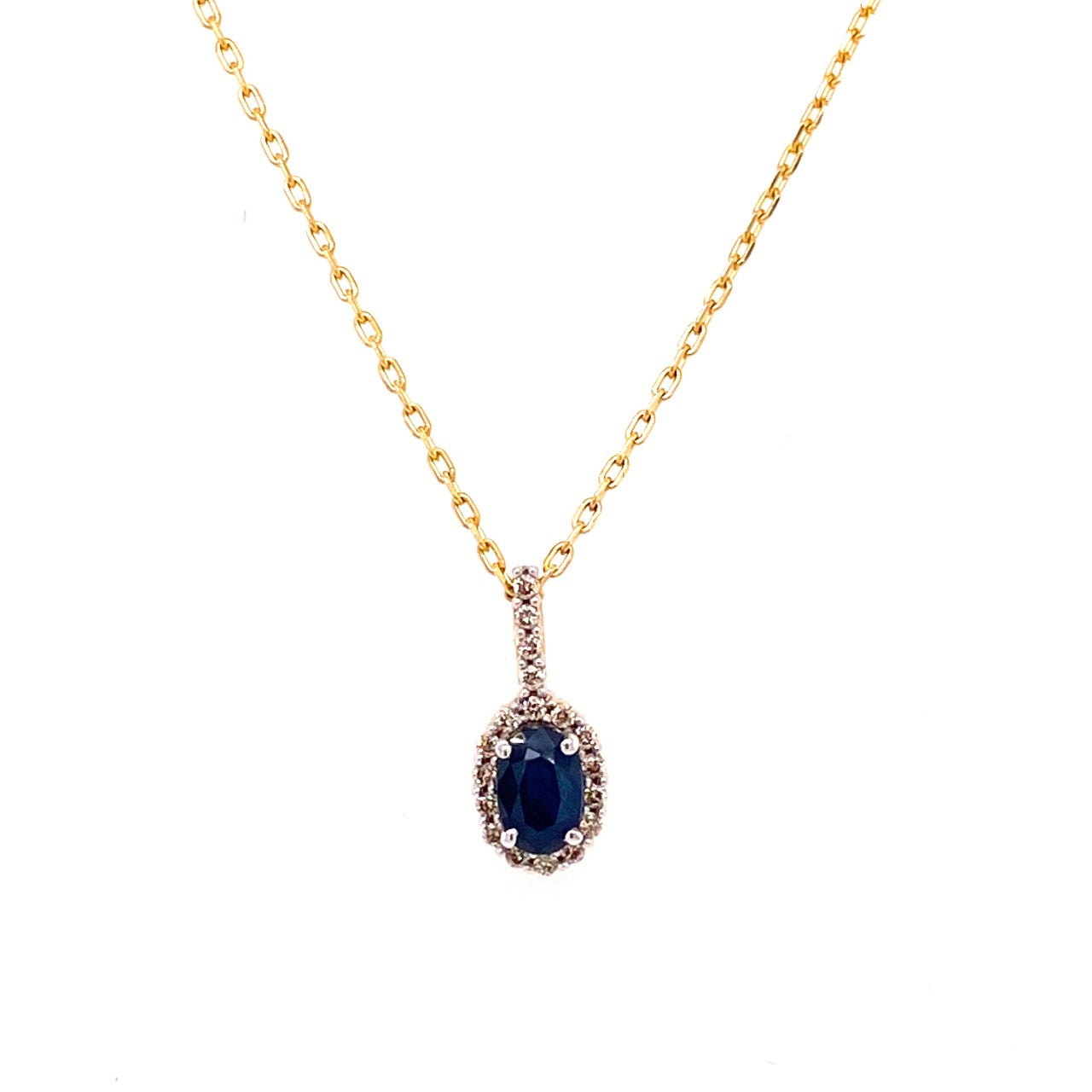 9ct Gold Sapphire & Diamond Pendant - Sapphire