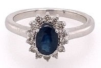9ct White Gold Sapphire and Diamond Cluster Ring