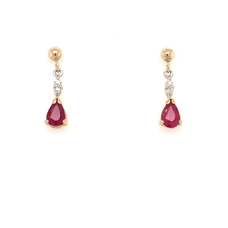 9ct Gold Ruby & Diamond Earrings H40-5394-03