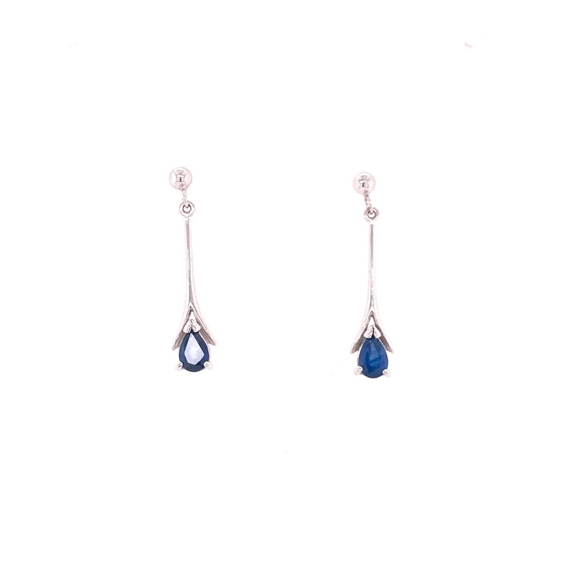 9ct White Gold Sapphire Earrings