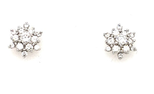 18ct Gold Diamond Cluster Earrings MIS131