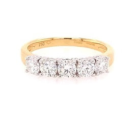 18ct Gold Diamond Five Stone Ring 1.04ct