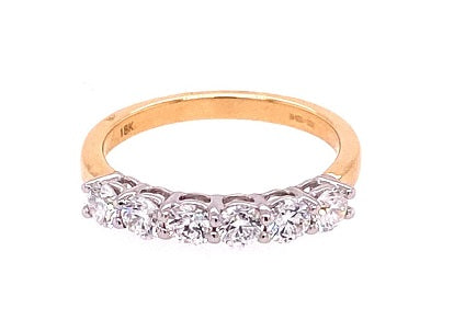 18ct Gold Diamond Claw Set Six Stone Ring - 0.90ct