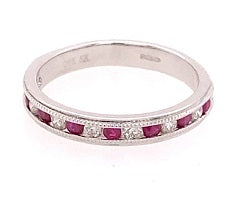 9ct Gold Ruby & Diamond Half Eternity Ring SKR14229-R