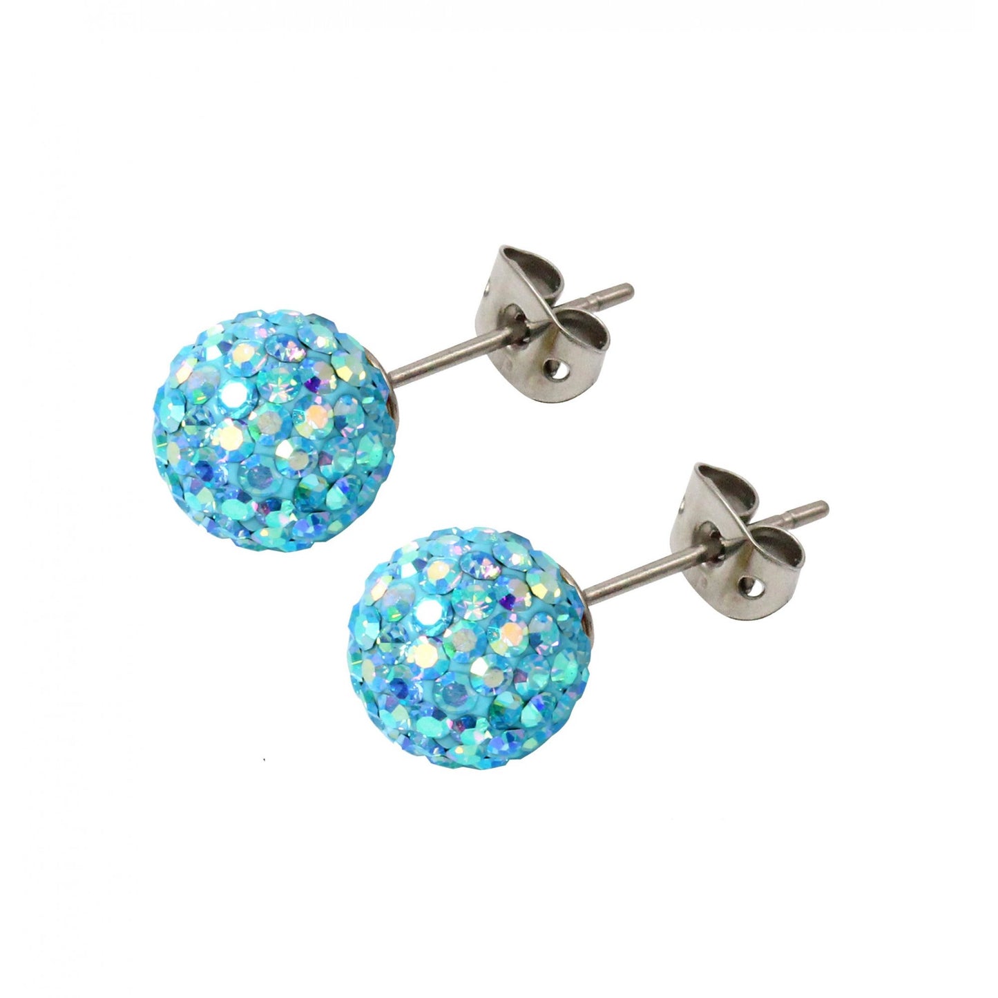 Tresor Paris 10mm light blue iridescent Earrings 20555