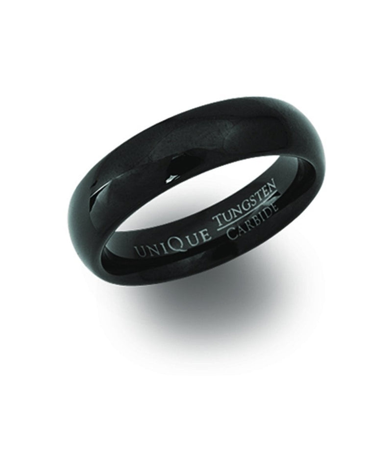 Unique Mens Tungsten 6mm Court Ring Black Finish TUR-34