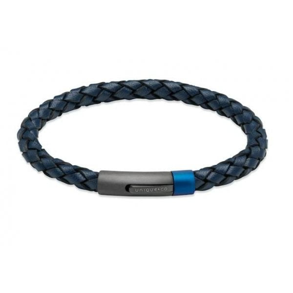 UNIQUE Navy Blue Leather Bracelet B504NV/21CM