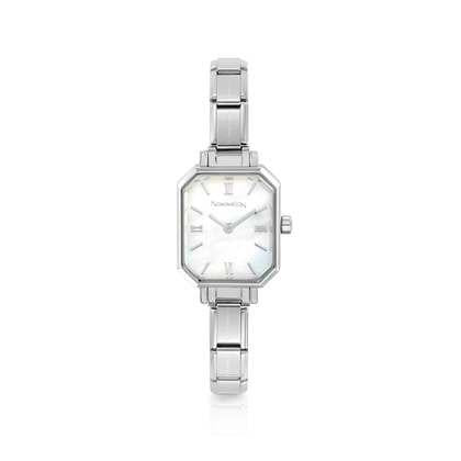 Nomination Steel Rectangular Watch White Mother of Pearl Dial 076037/008