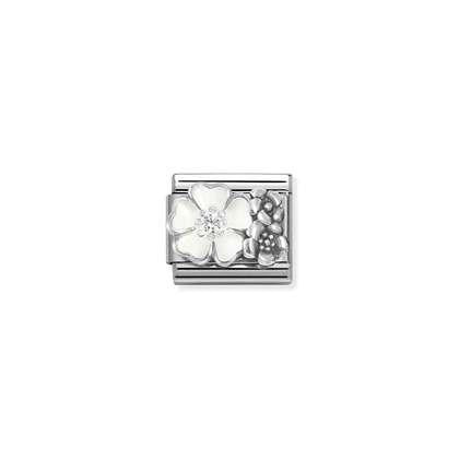 NOMINATION White Flower with Flowers Charm 330325-01