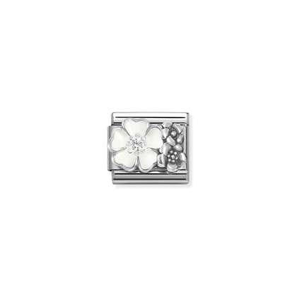 Nomination White Flower with Flowers Charm 330325-01