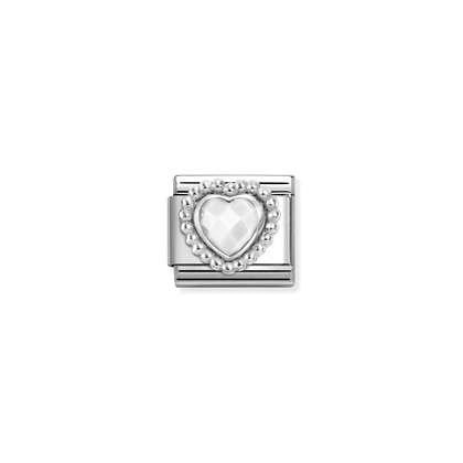 Nomination White Opal Faceted Stone Heart Charm 330605-016
