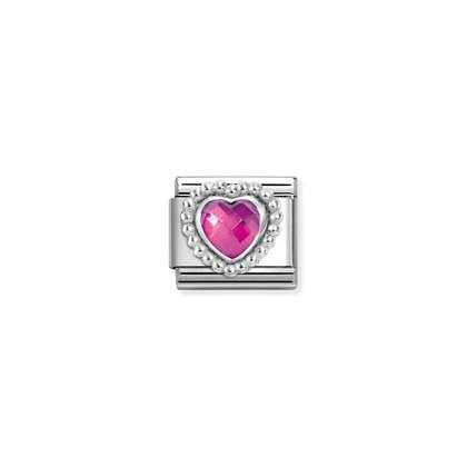 Nomination Fuchsia Faceted Stone Heart Charm 330605-030