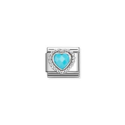 NOMINATION Turquoise Faceted Stone Heart Charm 330605-039