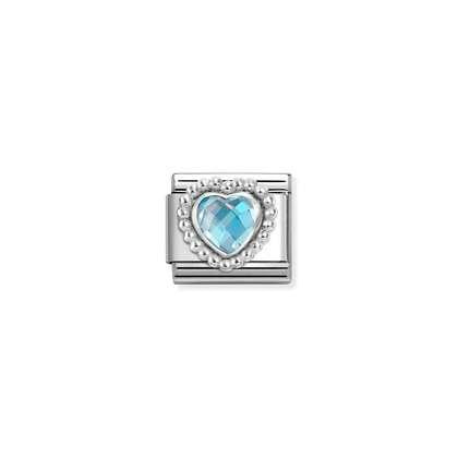 NOMINATION Light Blue Faceted Stone Heart Charm 330606-006