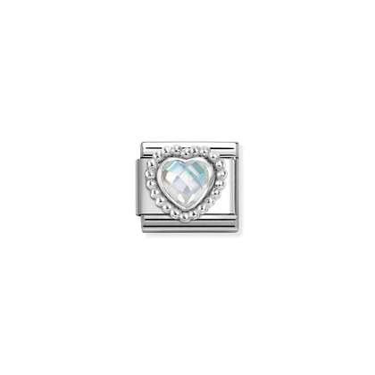 NOMINATION White Faceted Stone Heart Charm 330606-010