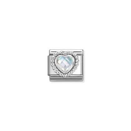 Nomination White Faceted Stone Heart Charm 330606-010