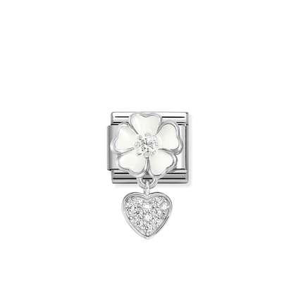 NOMINATION White Flower with Heart Charm 331814-04