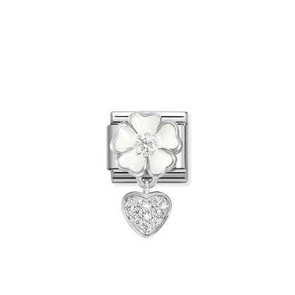 Nomination White Flower with Heart Charm 331814-04