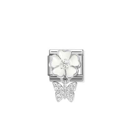 NOMINATION White Flower with Butterfly Charm 331814-05