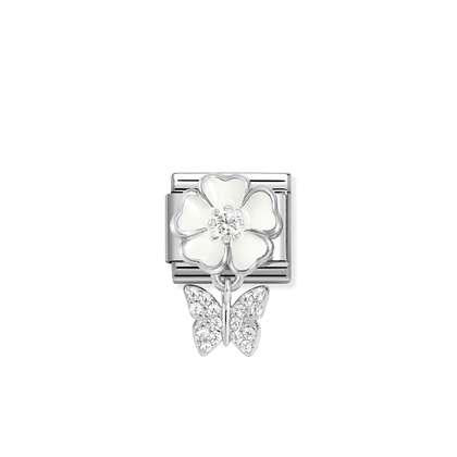 Nomination White Flower with Butterfly Charm 331814-05