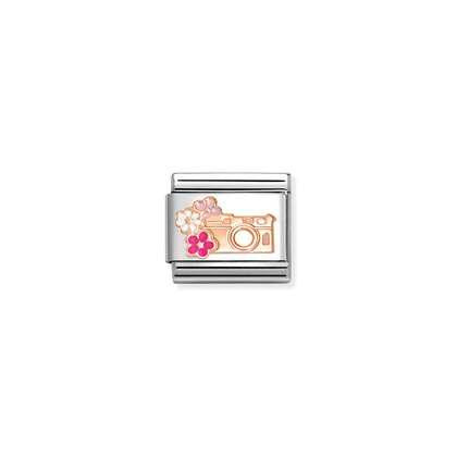 NOMINATION Rose Gold Camera with Flowers Charm 430202-31