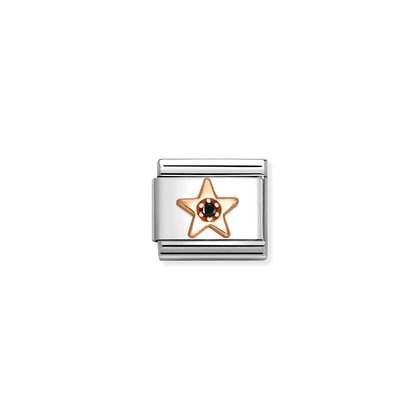 Nomination 9k Rose Gold Star Black CZ Charm 430305-38