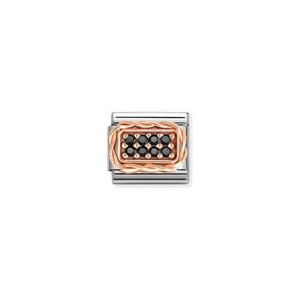 Nomination 9k Rose Gold Black CZ Pave Charm 430318-10