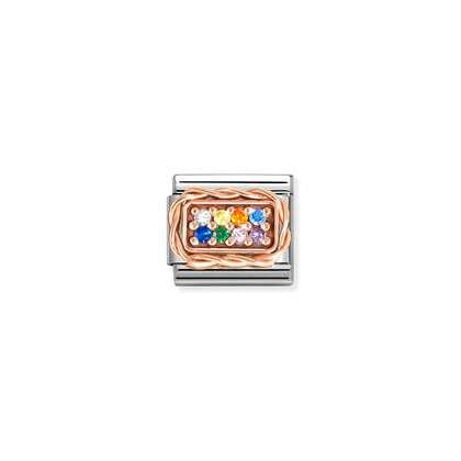 Nomination 9k Rose Gold Rainbow CZ Pave Charm 430318-17