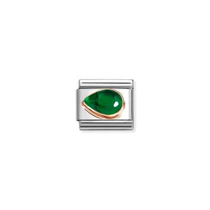 NOMINATION 9k Rose Gold Green Left Drop Charm 430605-004