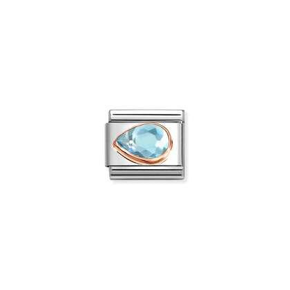 NOMINATION 9k Rose Gold Light Blue Left Drop Charm 430605-006