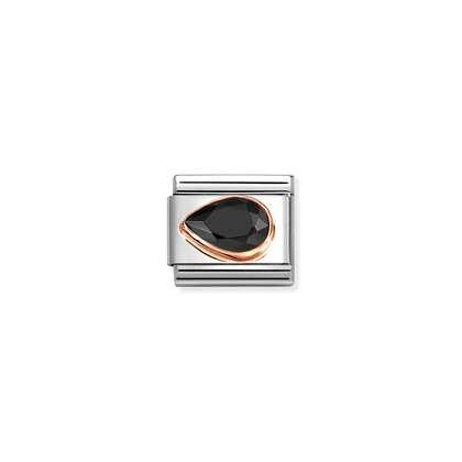 NOMINATION 9k Rose Gold Black Left Drop Charm 430605-011