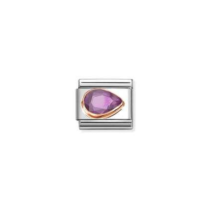 Nomination 9k Rose Gold Purple Right Drop Charm 430606-001