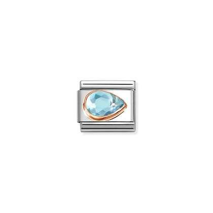 NOMINATION 9k Rose Gold Light Blue Right Drop Charm 430606-006