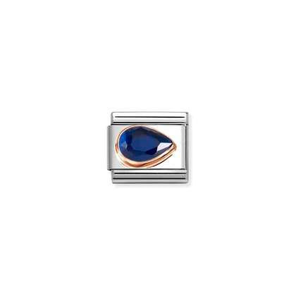 Nomination 9k Rose Gold Blue Right Drop Charm 430606-007