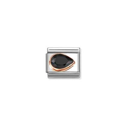 NOMINATION 9k Rose Gold Black Right Drop Charm 430606-011