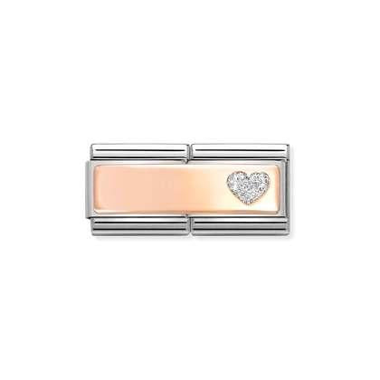 NOMINATION Rose Gold Glitter Heart Double Charm 430721-02