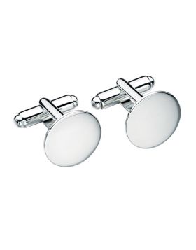 Elements Plain Round Cufflinks Silver V452