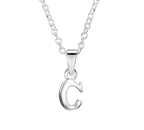 Silver Initial C Pendant 14" chain