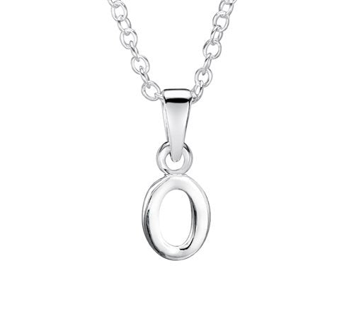 Silver Initial O Pendant 14" Chain
